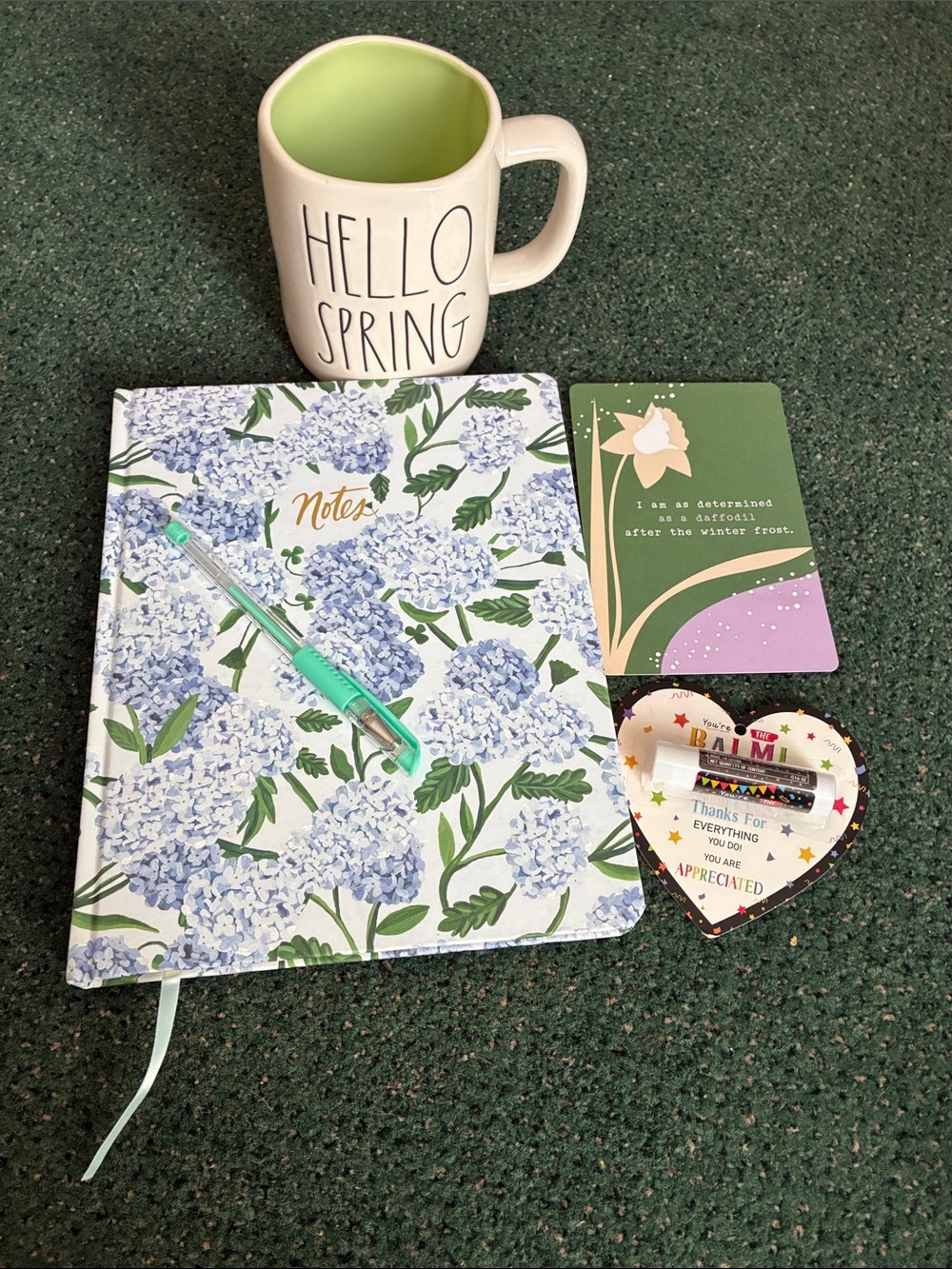 Rae Dunn Hello Spring Green Ceramic Mug Self Care Bundle